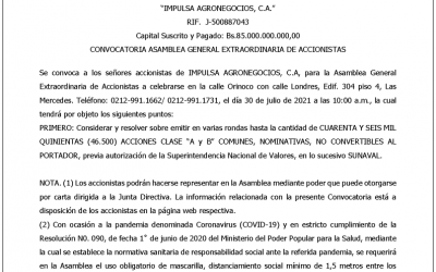 Convocatoria a la Asamblea General Extraordinaria de Accionistas de Impulsa Venture